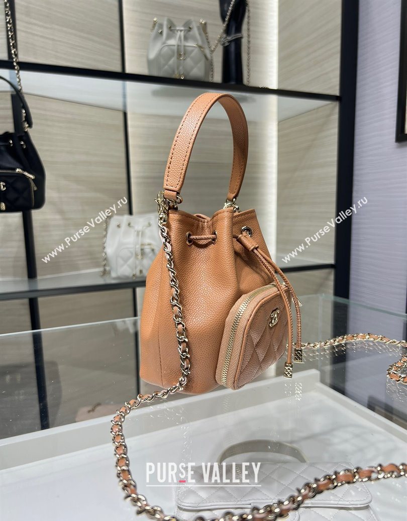 Chanel Grained Shiny Calfskin Clutch with Chain Brown 2025 AP4775 (yezi-251010066)