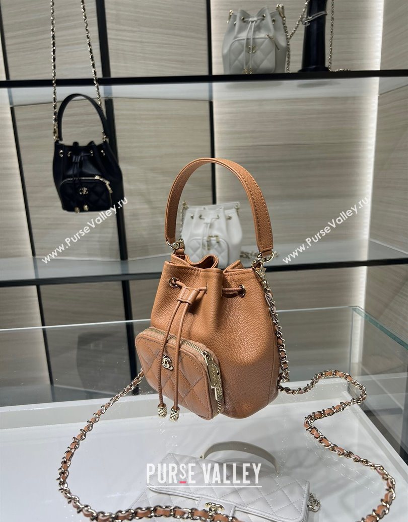 Chanel Grained Shiny Calfskin Clutch with Chain Brown 2025 AP4775 (yezi-251010066)