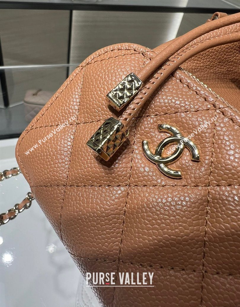 Chanel Grained Shiny Calfskin Clutch with Chain Brown 2025 AP4775 (yezi-251010066)