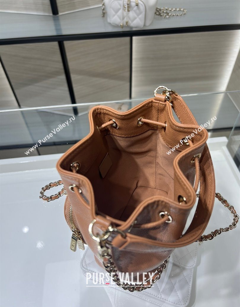 Chanel Grained Shiny Calfskin Clutch with Chain Brown 2025 AP4775 (yezi-251010066)