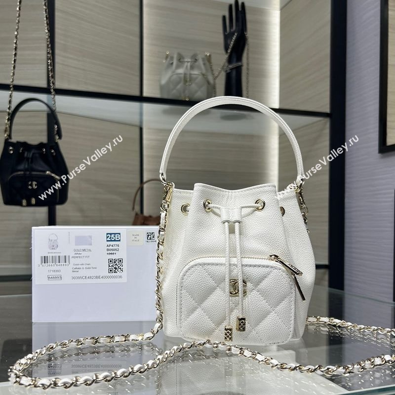 Chanel Grained Shiny Calfskin Clutch with Chain White 2025 AP4775 (yezi-251010067)
