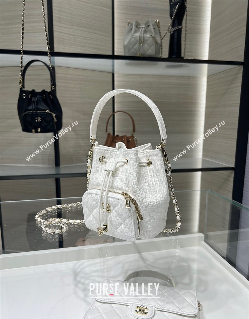 Chanel Grained Shiny Calfskin Clutch with Chain White 2025 AP4775 (yezi-251010067)
