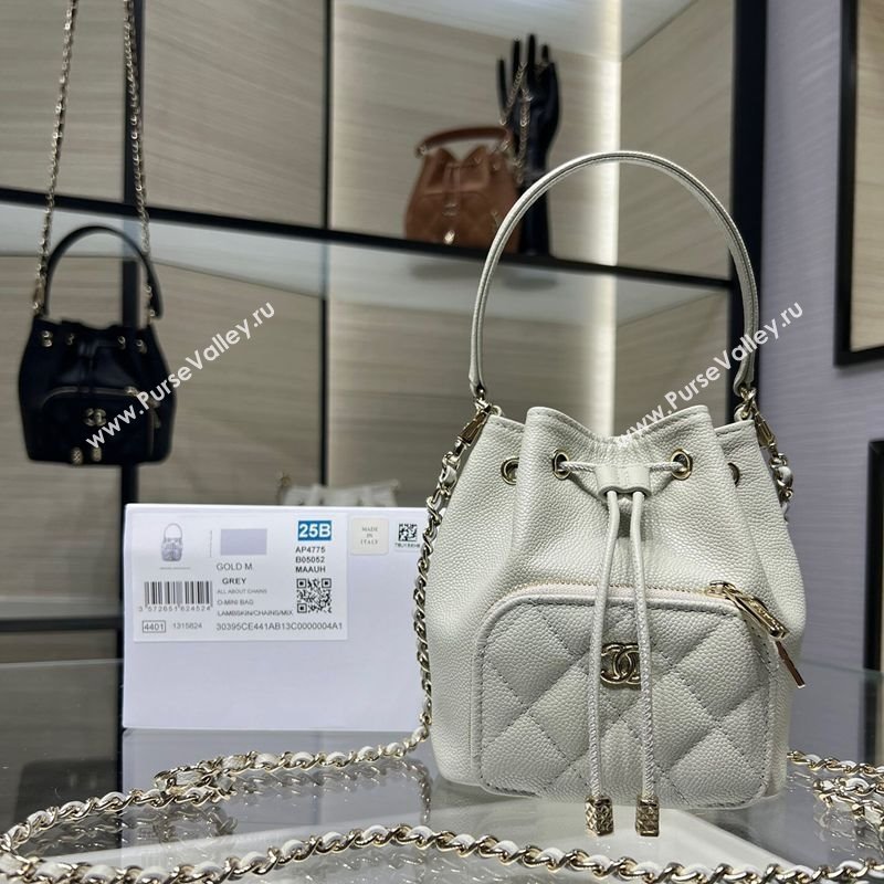 Chanel Grained Shiny Calfskin Clutch with Chain Grey 2025 AP4775 (yezi-251010068)