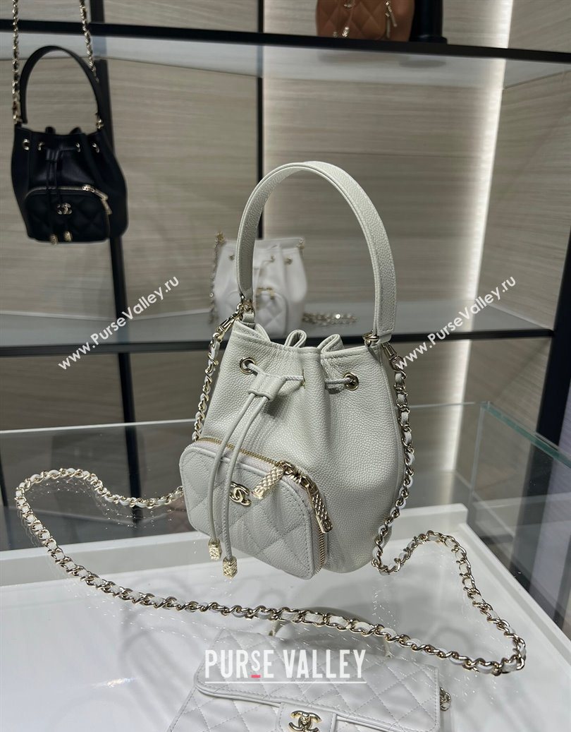 Chanel Grained Shiny Calfskin Clutch with Chain Grey 2025 AP4775 (yezi-251010068)