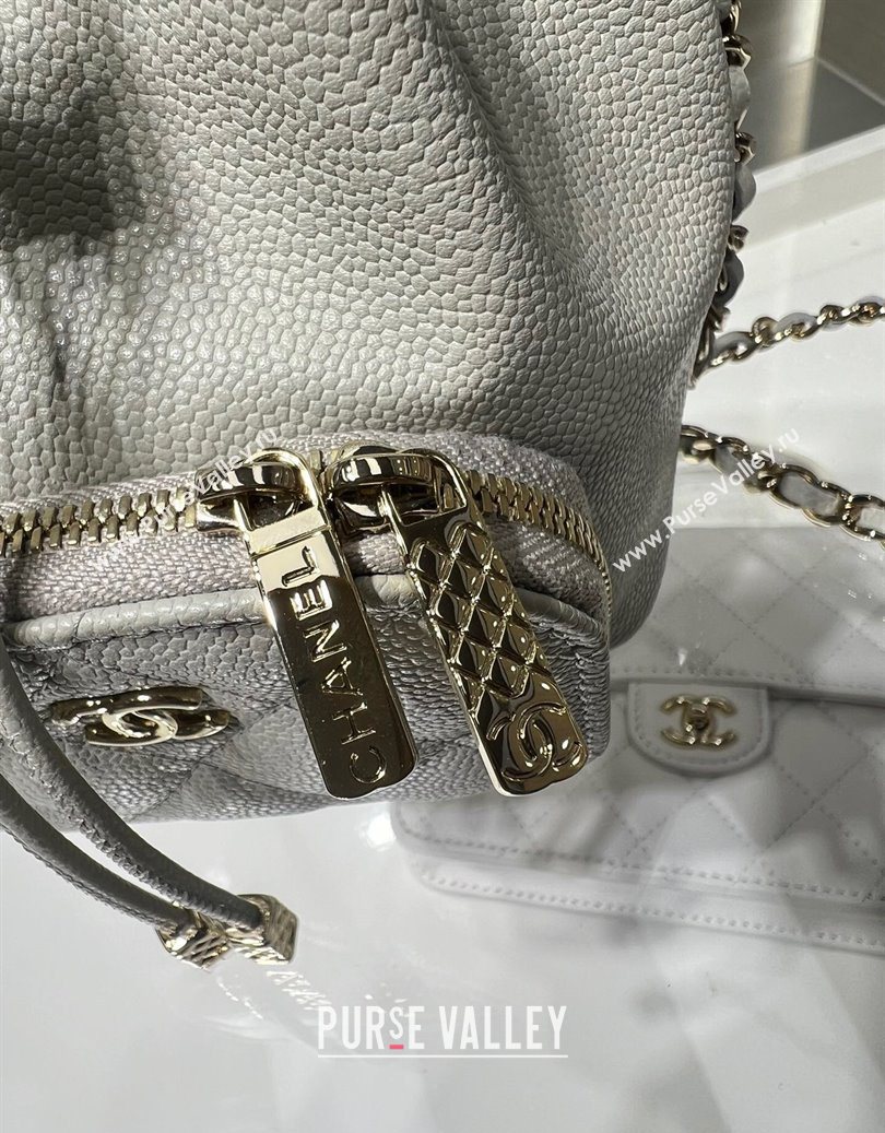 Chanel Grained Shiny Calfskin Clutch with Chain Grey 2025 AP4775 (yezi-251010068)