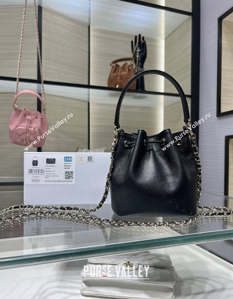 Chanel Grained Shiny Calfskin Clutch with Chain Black 2025 AP4775 (yezi-251010069)