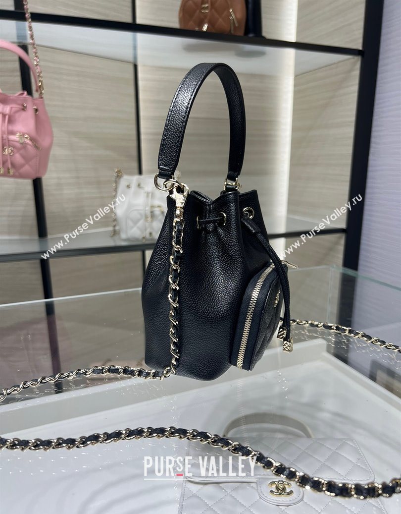 Chanel Grained Shiny Calfskin Clutch with Chain Black 2025 AP4775 (yezi-251010069)