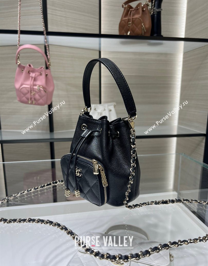 Chanel Grained Shiny Calfskin Clutch with Chain Black 2025 AP4775 (yezi-251010069)