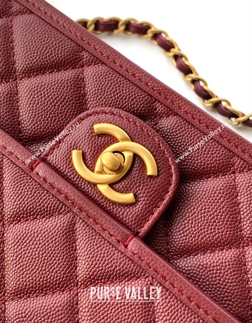 Chanel Grained Shiny Calfskin Flap Bag with Top Handle Burgundy 2025 AS3653 (yezi-251010070)