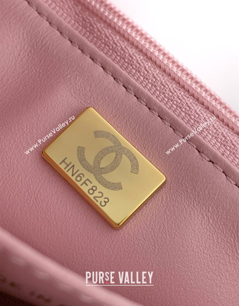Chanel Shiny Lambskin Wallet with chain and Top Handle Light Pink 2025 AP4674 (yezi-251009091)