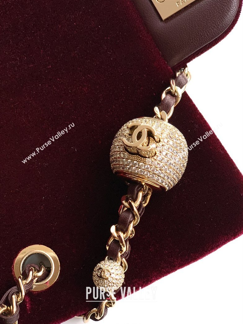Chanel Velvet Mini Flap Bag with Strass Ball Burgundy 2025 AS1787 (yezi-251010044)