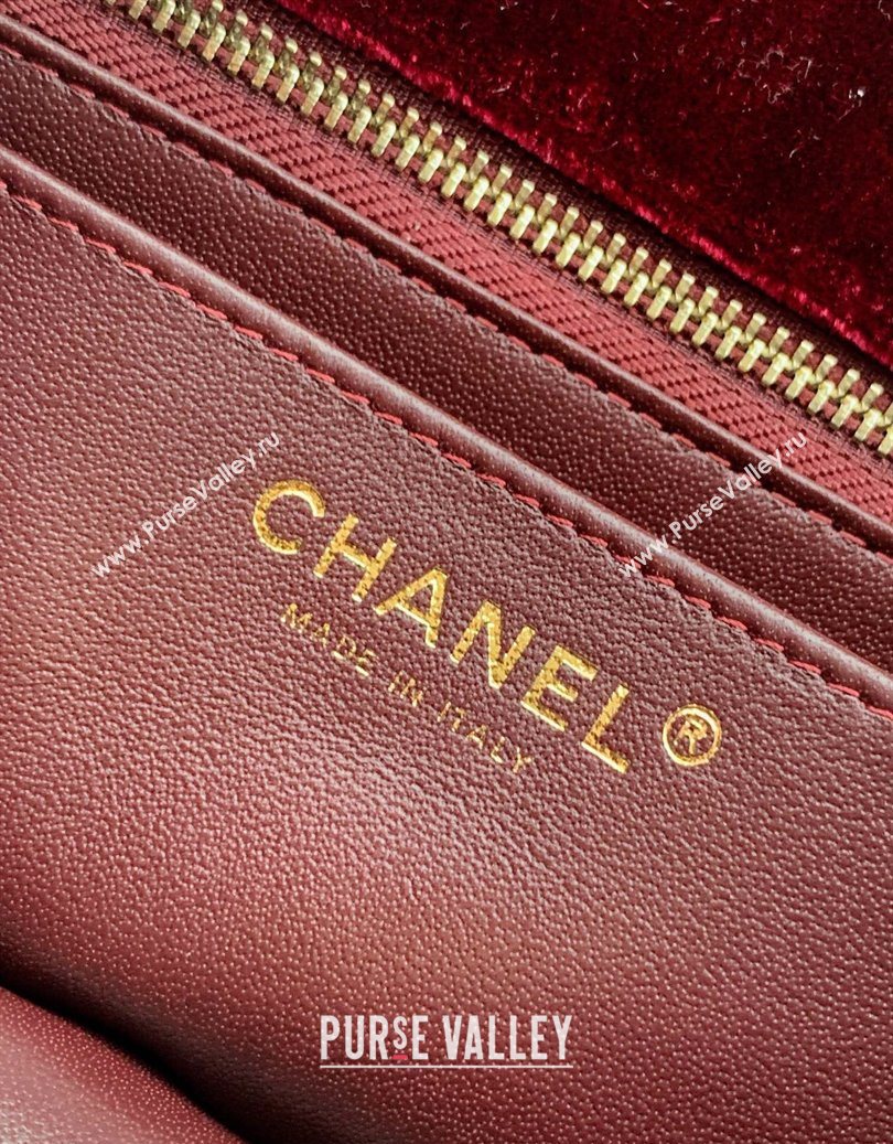 Chanel Velvet Mini Flap Bag with Strass Ball Burgundy 2025 AS1787 (yezi-251010044)