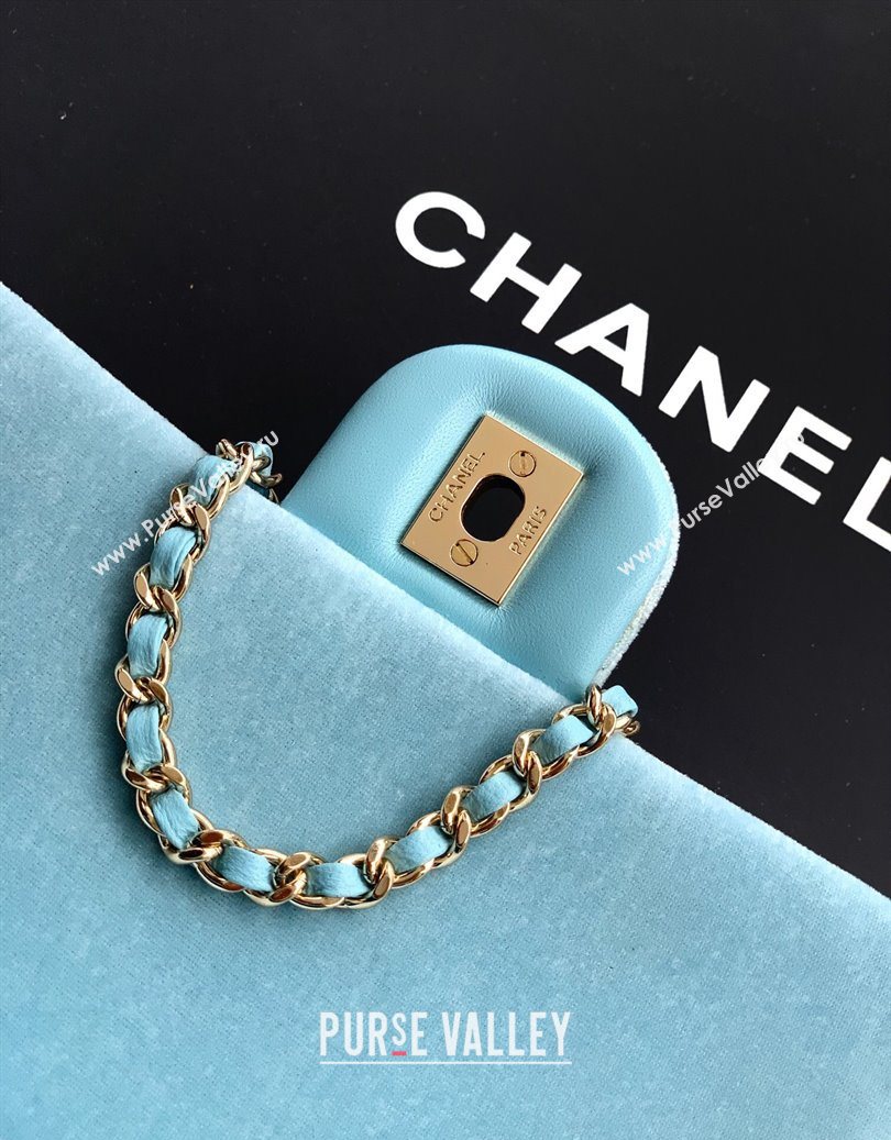 Chanel Velvet Mini Flap Bag with Strass Ball Ice Blue 2025 AS1787 (yezi-251010045)