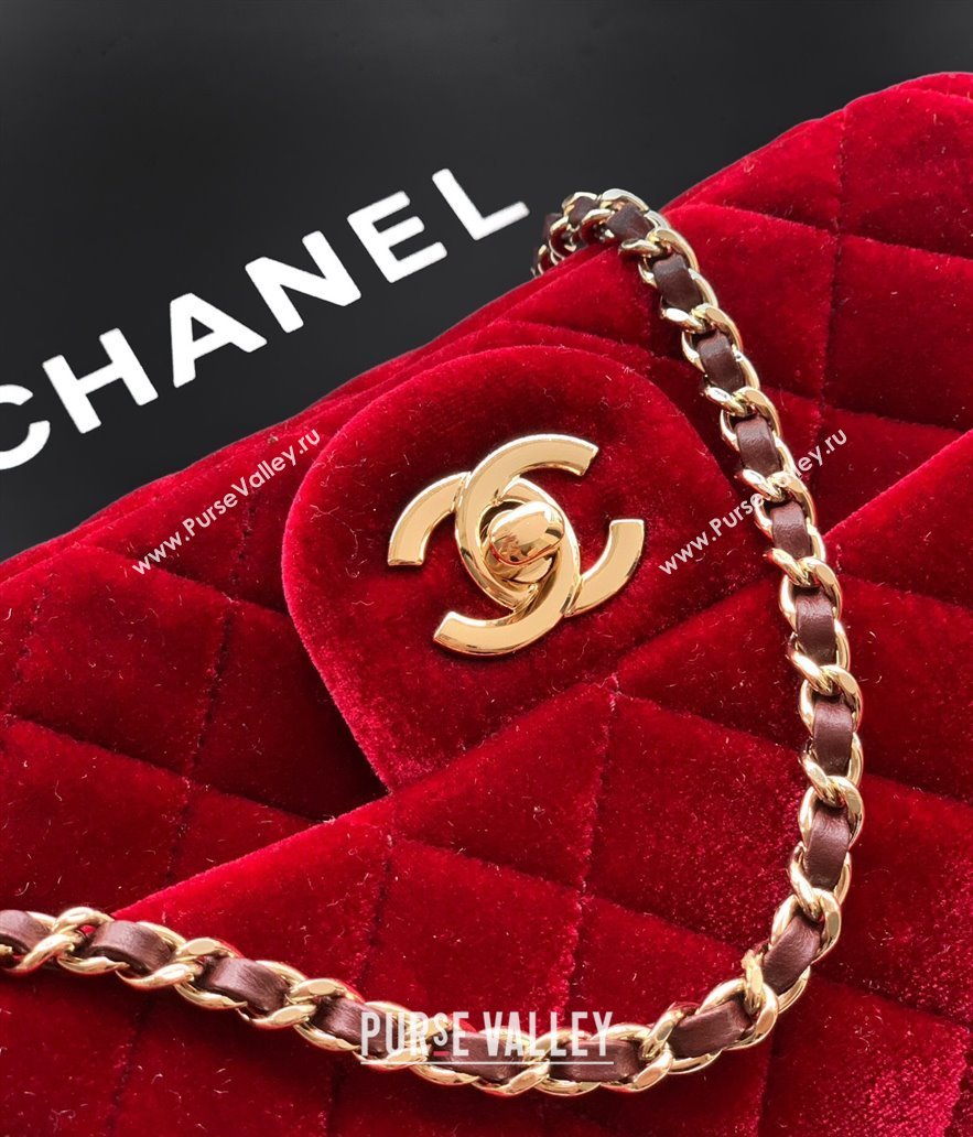 Chanel Velvet Mini Flap Bag with Strass Ball Red 2025 AS1787 (yezi-251010046)
