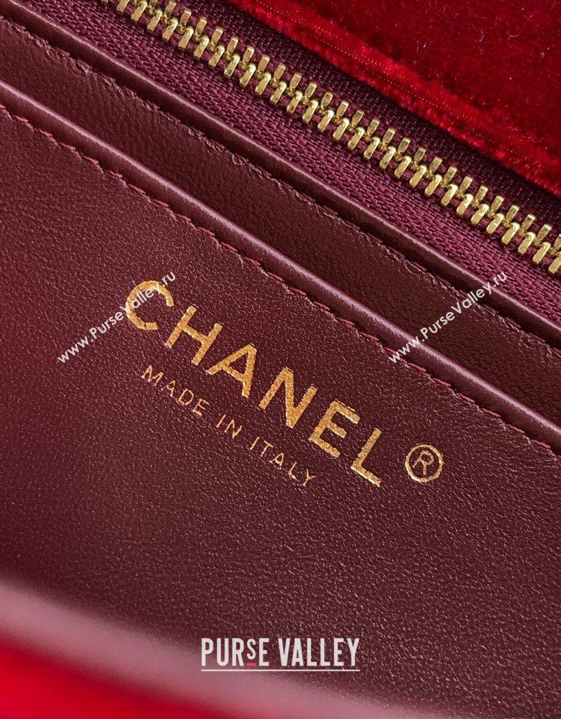 Chanel Velvet Mini Flap Bag with Strass Ball Red 2025 AS1787 (yezi-251010046)
