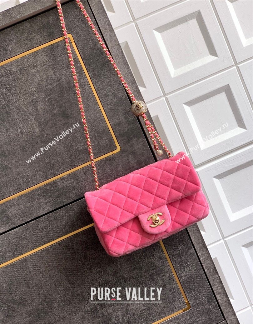 Chanel Velvet Mini Flap Bag with Strass Ball Pink2 2025 AS1787 (yezi-251010047)