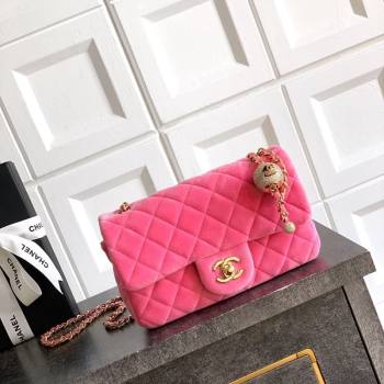 Chanel Velvet Mini Flap Bag with Strass Ball Pink2 2025 AS1787 (yezi-251010047)