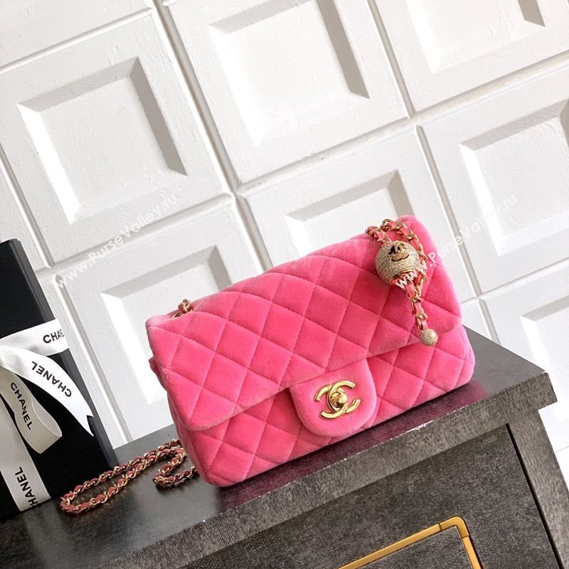 Chanel Velvet Mini Flap Bag with Strass Ball Pink2 2025 AS1787 (yezi-251010047)