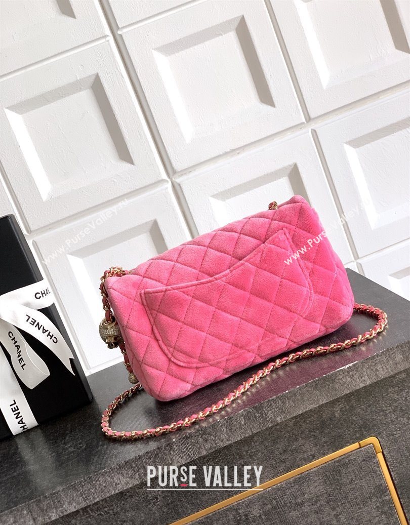 Chanel Velvet Mini Flap Bag with Strass Ball Pink2 2025 AS1787 (yezi-251010047)