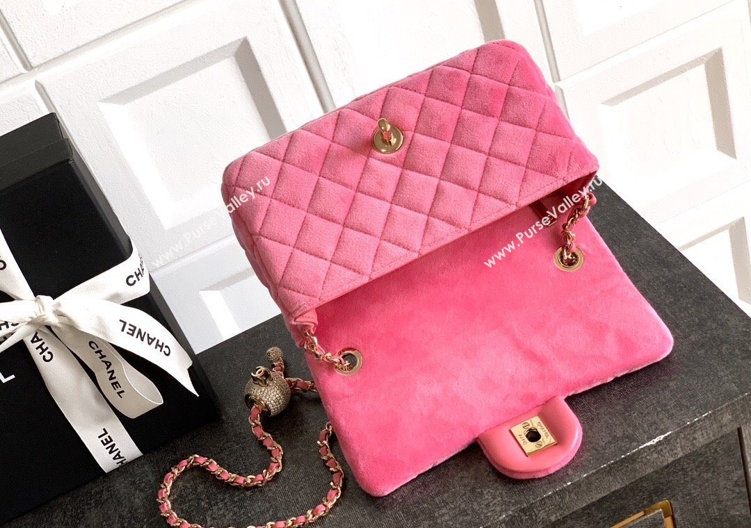 Chanel Velvet Mini Flap Bag with Strass Ball Pink2 2025 AS1787 (yezi-251010047)