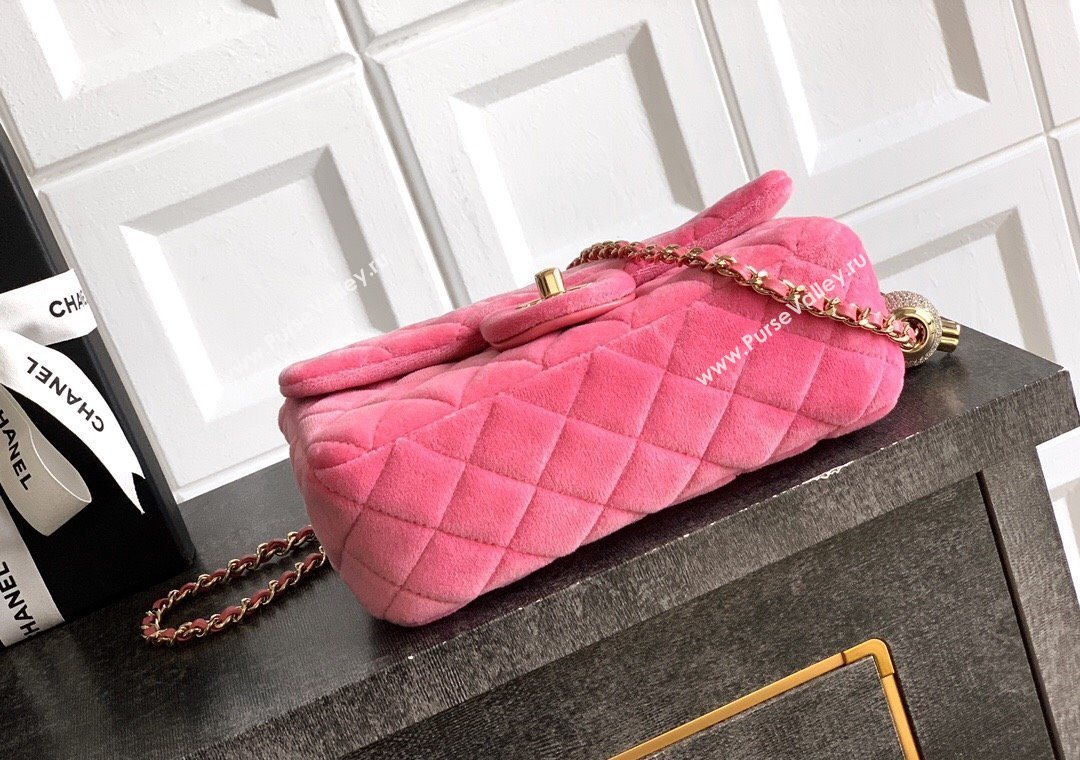 Chanel Velvet Mini Flap Bag with Strass Ball Pink2 2025 AS1787 (yezi-251010047)