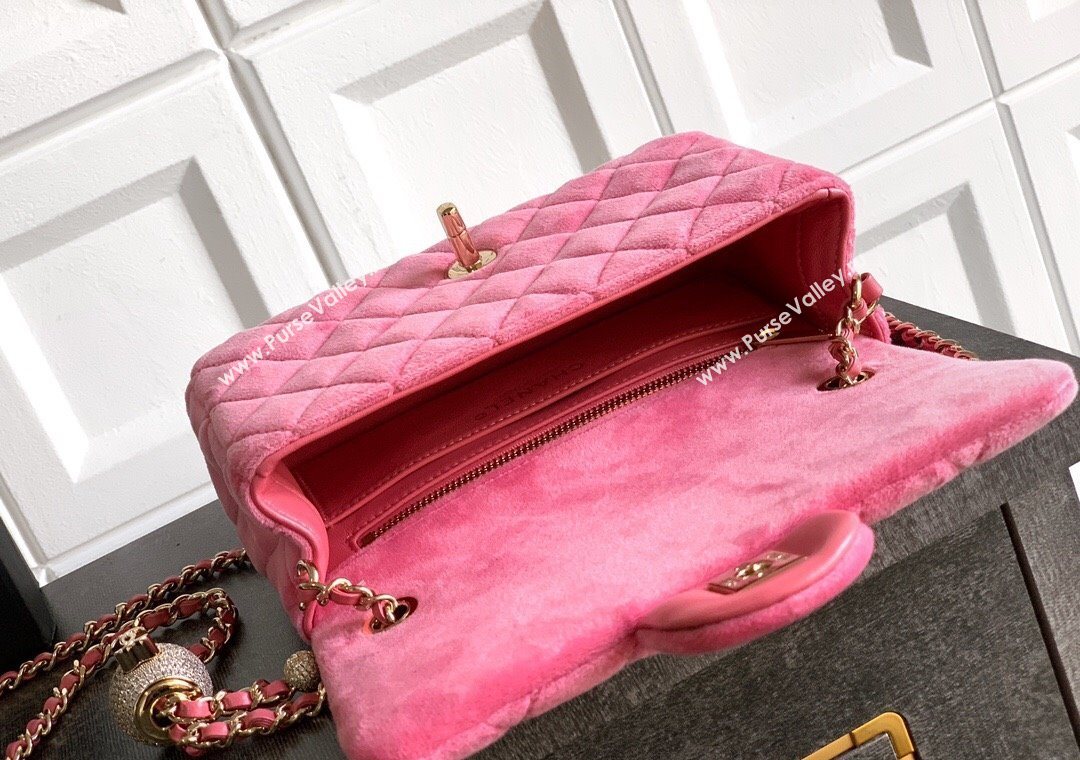 Chanel Velvet Mini Flap Bag with Strass Ball Pink2 2025 AS1787 (yezi-251010047)