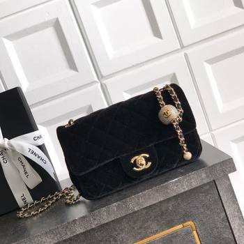 Chanel Velvet Mini Flap Bag with Strass Ball Black 2025 AS1787 (yezi-251010048)