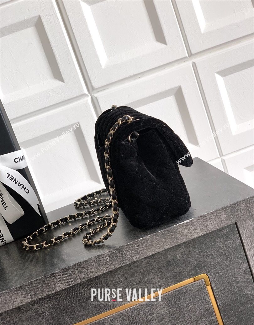 Chanel Velvet Mini Flap Bag with Strass Ball Black 2025 AS1787 (yezi-251010048)