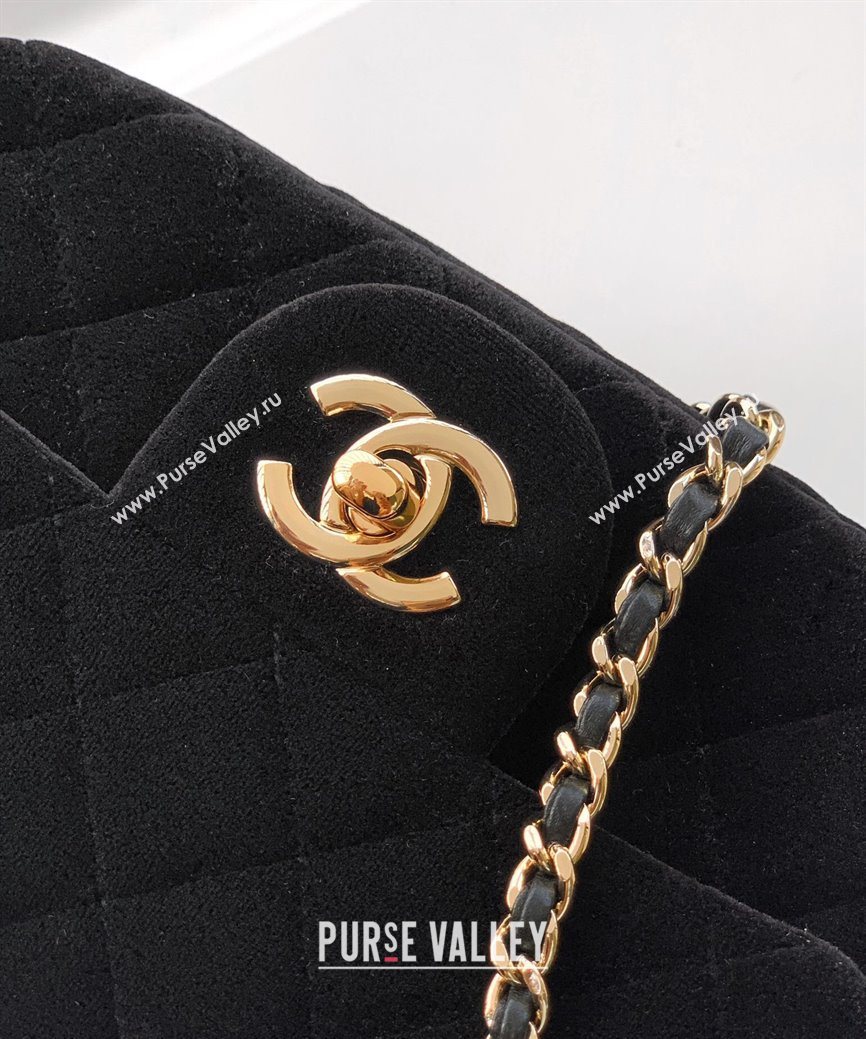 Chanel Velvet Mini Flap Bag with Strass Ball Black 2025 AS1787 (yezi-251010048)