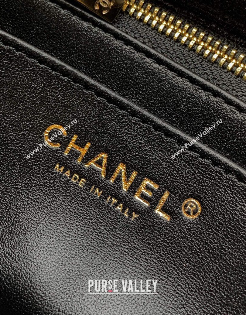 Chanel Velvet Mini Flap Bag with Strass Ball Black 2025 AS1787 (yezi-251010048)