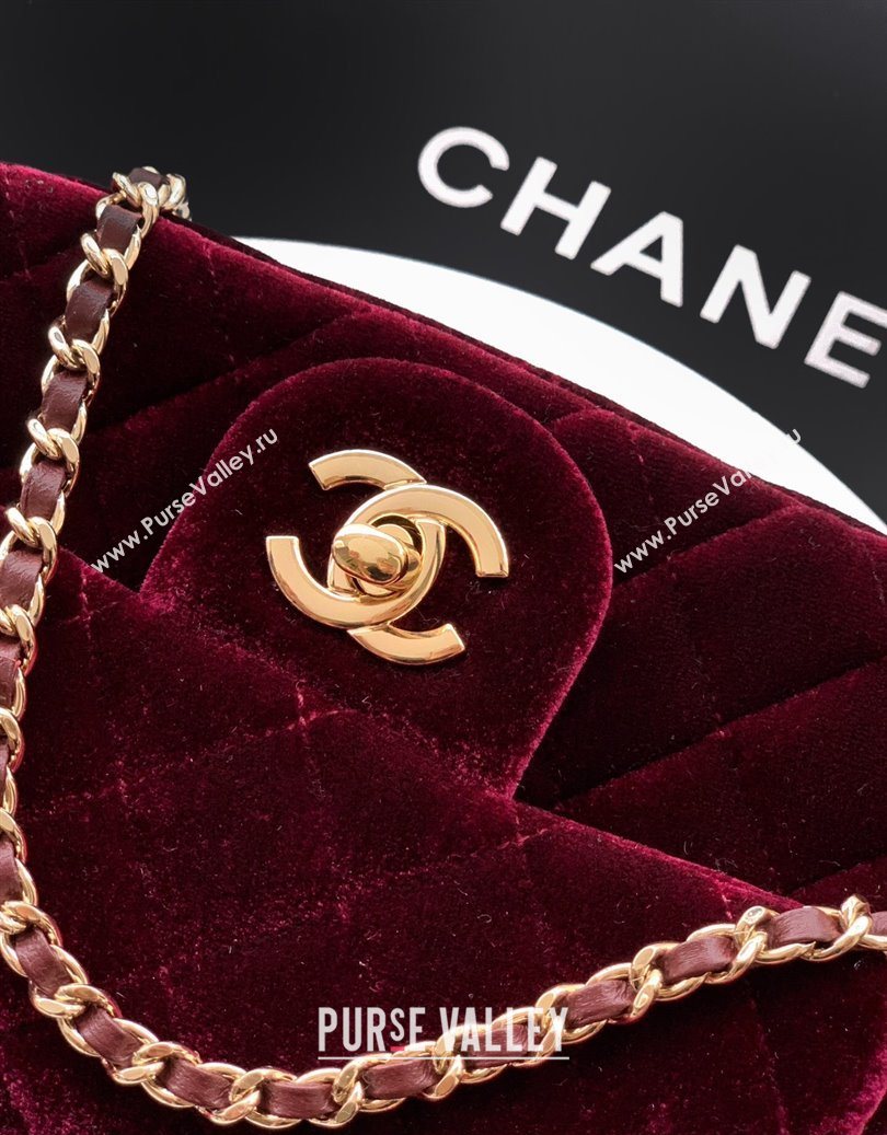 Chanel Velvet Mini Square Flap Bag with Strass Ball Burgundy 2025 AS1786 (yezi-251010051)
