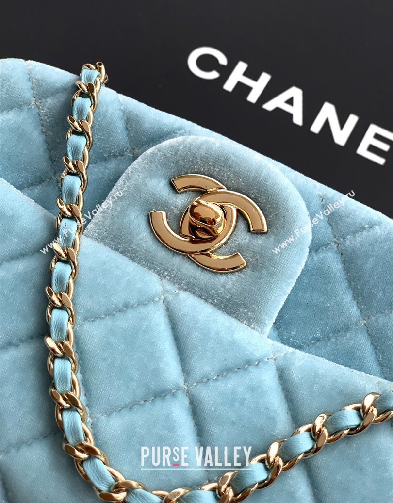 Chanel Velvet Mini Square Flap Bag with Strass Ball Ice Blue 2025 AS1786 (yezi-251010052)