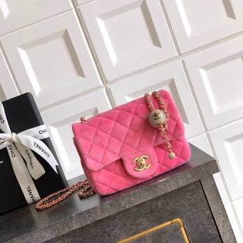 Chanel Velvet Mini Square Flap Bag with Strass Ball Pink2 2025 AS1786 (yezi-251010054)