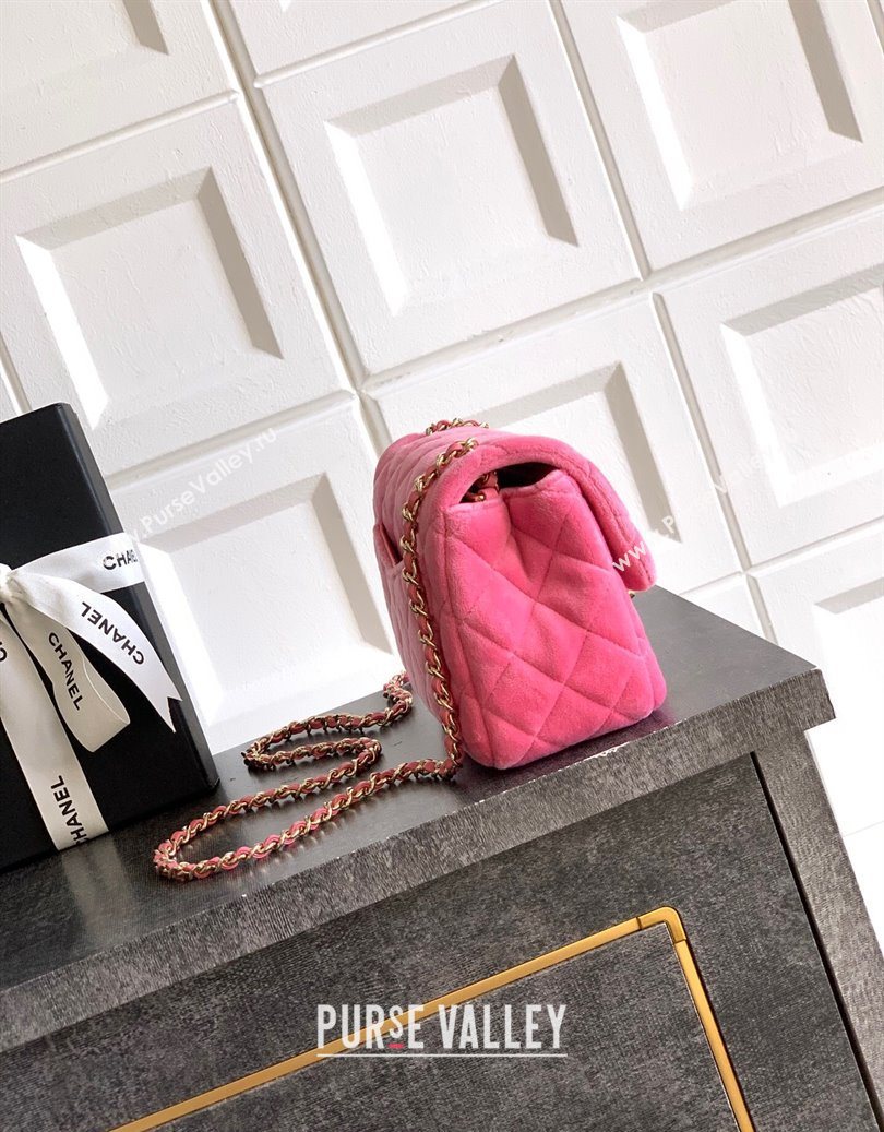 Chanel Velvet Mini Square Flap Bag with Strass Ball Pink2 2025 AS1786 (yezi-251010054)