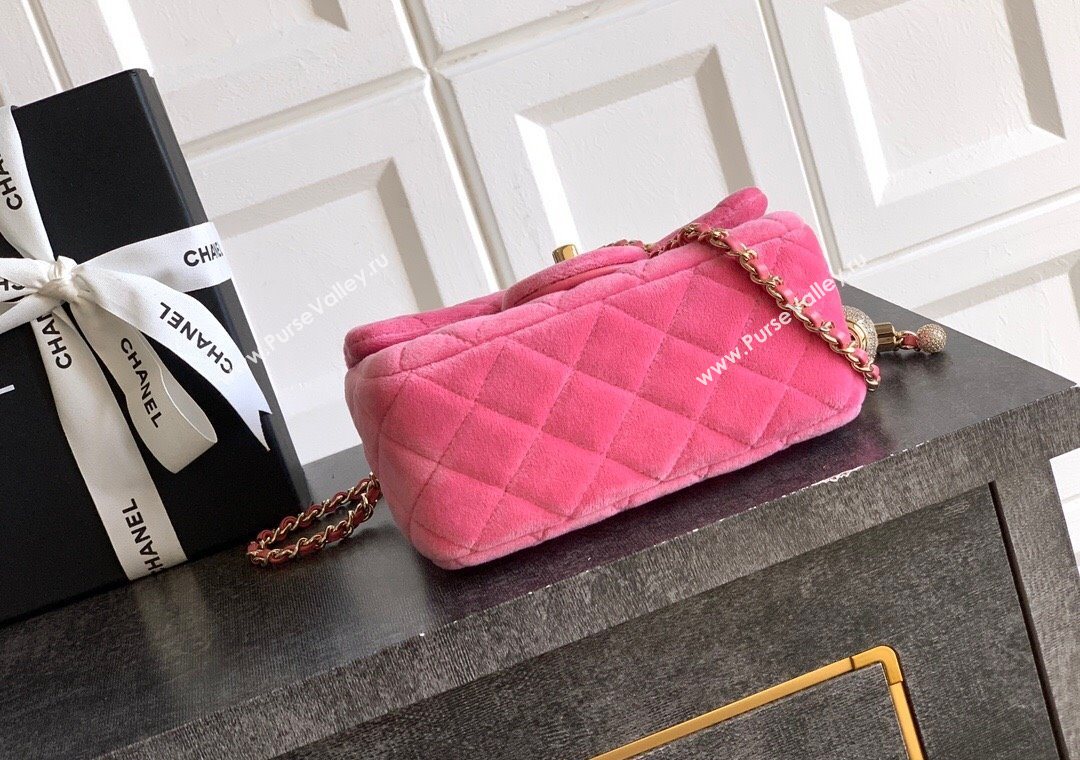 Chanel Velvet Mini Square Flap Bag with Strass Ball Pink2 2025 AS1786 (yezi-251010054)