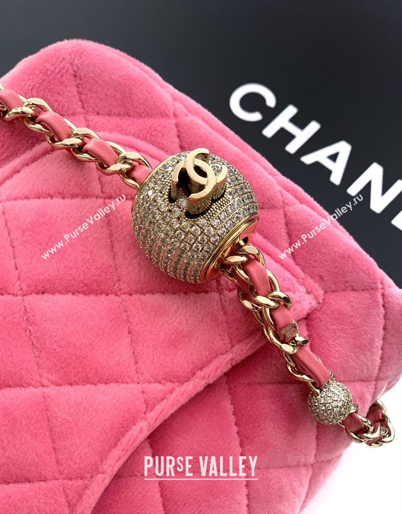 Chanel Velvet Mini Square Flap Bag with Strass Ball Pink2 2025 AS1786 (yezi-251010054)