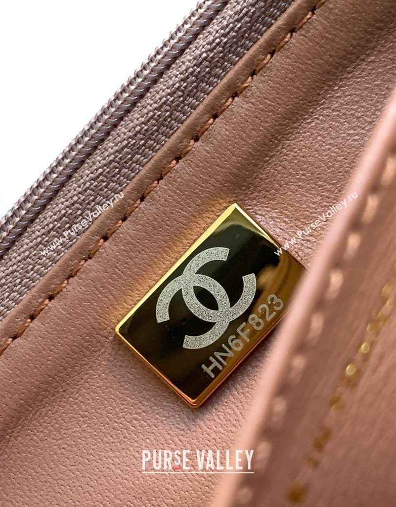 Chanel Shiny Lambskin Wallet with chain and Top Handle Brown 2025 AP4674 (yezi-251009092)