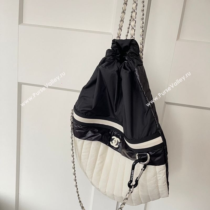 Chanel Vintage Nylon Backpack Bag White/Black 2025 CH101002 (yezi-251010073)