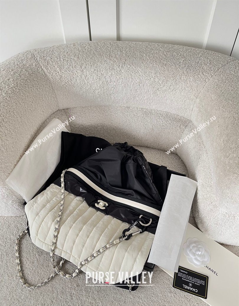 Chanel Vintage Nylon Backpack Bag White/Black 2025 CH101002 (yezi-251010073)