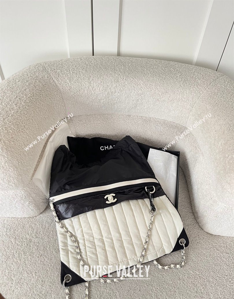 Chanel Vintage Nylon Backpack Bag White/Black 2025 CH101002 (yezi-251010073)