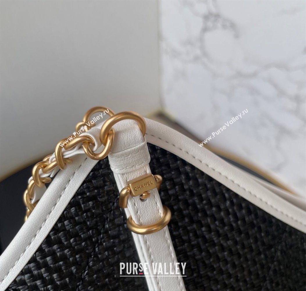 Chanel Straw Maxi Shopping Tote Bag Black 2025 AS5463 (yezi-251010074)
