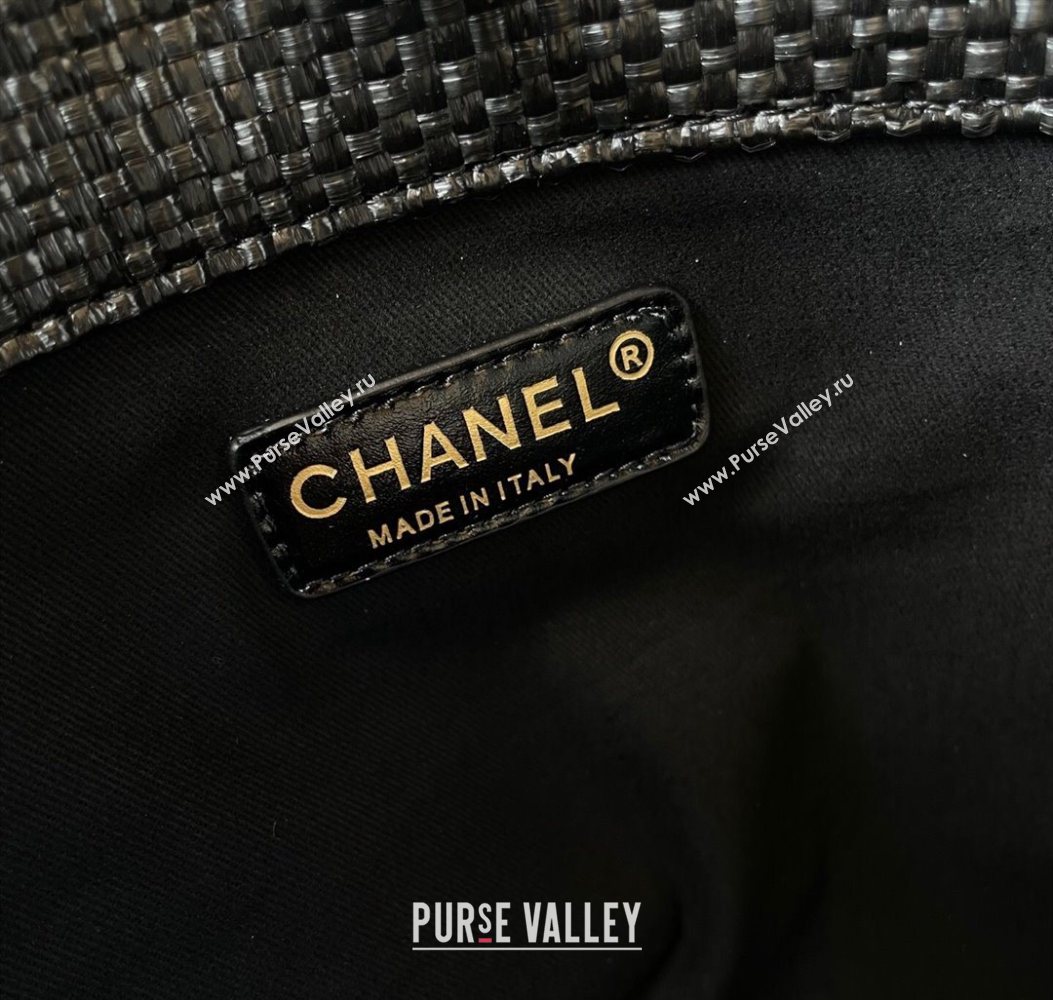 Chanel Straw Maxi Shopping Tote Bag Black 2025 AS5463 (yezi-251010074)