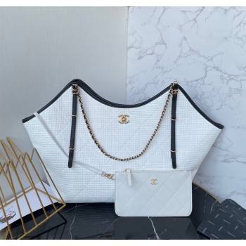 Chanel Straw Maxi Shopping Tote Bag White 2025 AS5463 (yezi-251010076)