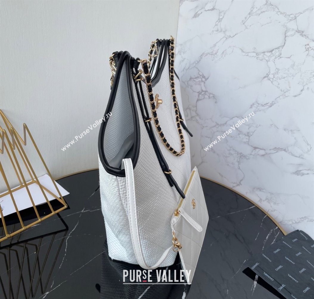 Chanel Straw Maxi Shopping Tote Bag White 2025 AS5463 (yezi-251010076)
