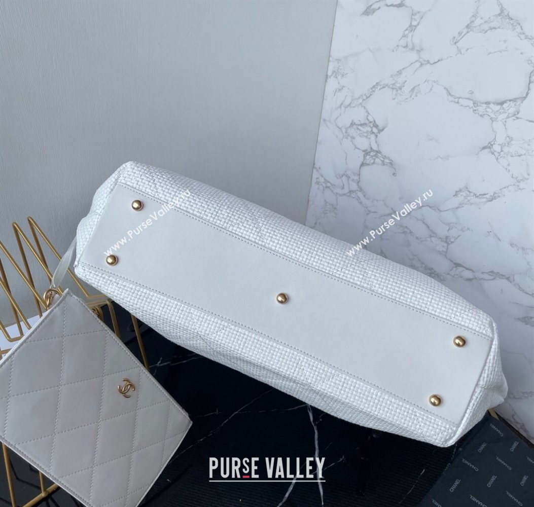 Chanel Straw Maxi Shopping Tote Bag White 2025 AS5463 (yezi-251010076)