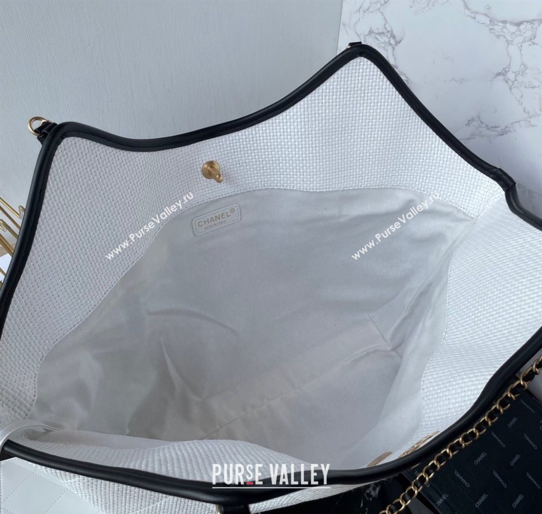 Chanel Straw Maxi Shopping Tote Bag White 2025 AS5463 (yezi-251010076)