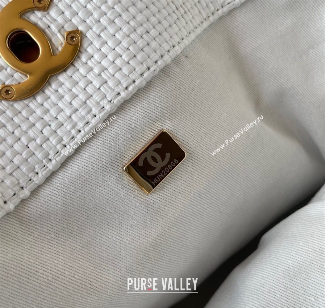 Chanel Straw Maxi Shopping Tote Bag White 2025 AS5463 (yezi-251010076)