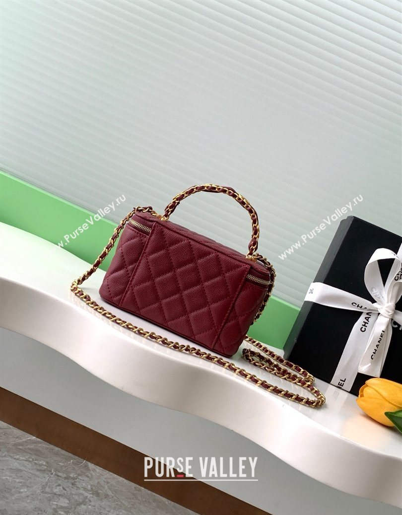 Chanel Grained Calfskin Vanity Case with Top Handle Burgundy 2025 AP4799 (yezi-251009094)