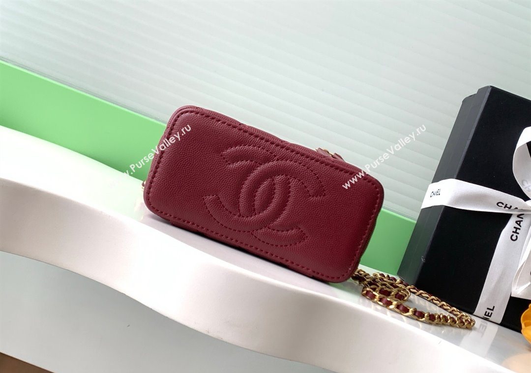 Chanel Grained Calfskin Vanity Case with Top Handle Burgundy 2025 AP4799 (yezi-251009094)