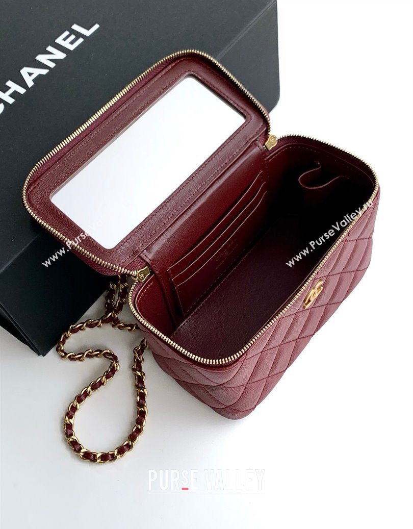 Chanel Grained Calfskin Vanity Case with Top Handle Burgundy 2025 AP4799 (yezi-251009094)